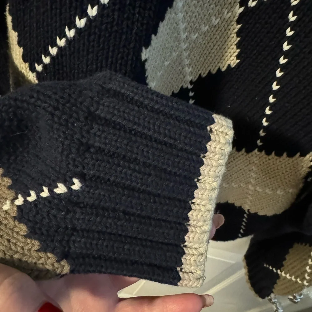 90’s Argyle Crewneck Sweater Woods & Gray Preppy Cotton Navy Beige Grandpa VTG